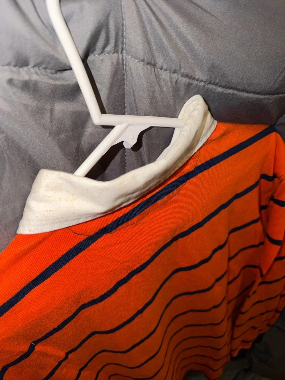 Ralph Lauren RL Orange Rugby Polo with Navy Stripes Longsleeve NWT